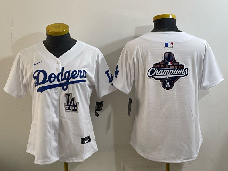Youth 2025 Los Angeles Dodgers Blank White Game Nike MLB Jersey style 0014